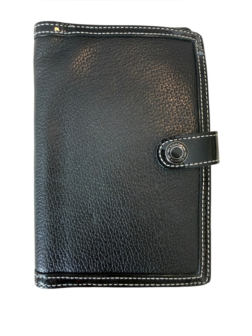 COACH Vintage Snap Tab Black Pebbled Leather Organizer Wallet